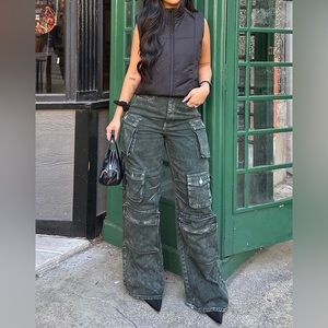 Fashion Nova Petite Green Lily High Rise Cargo Jeans